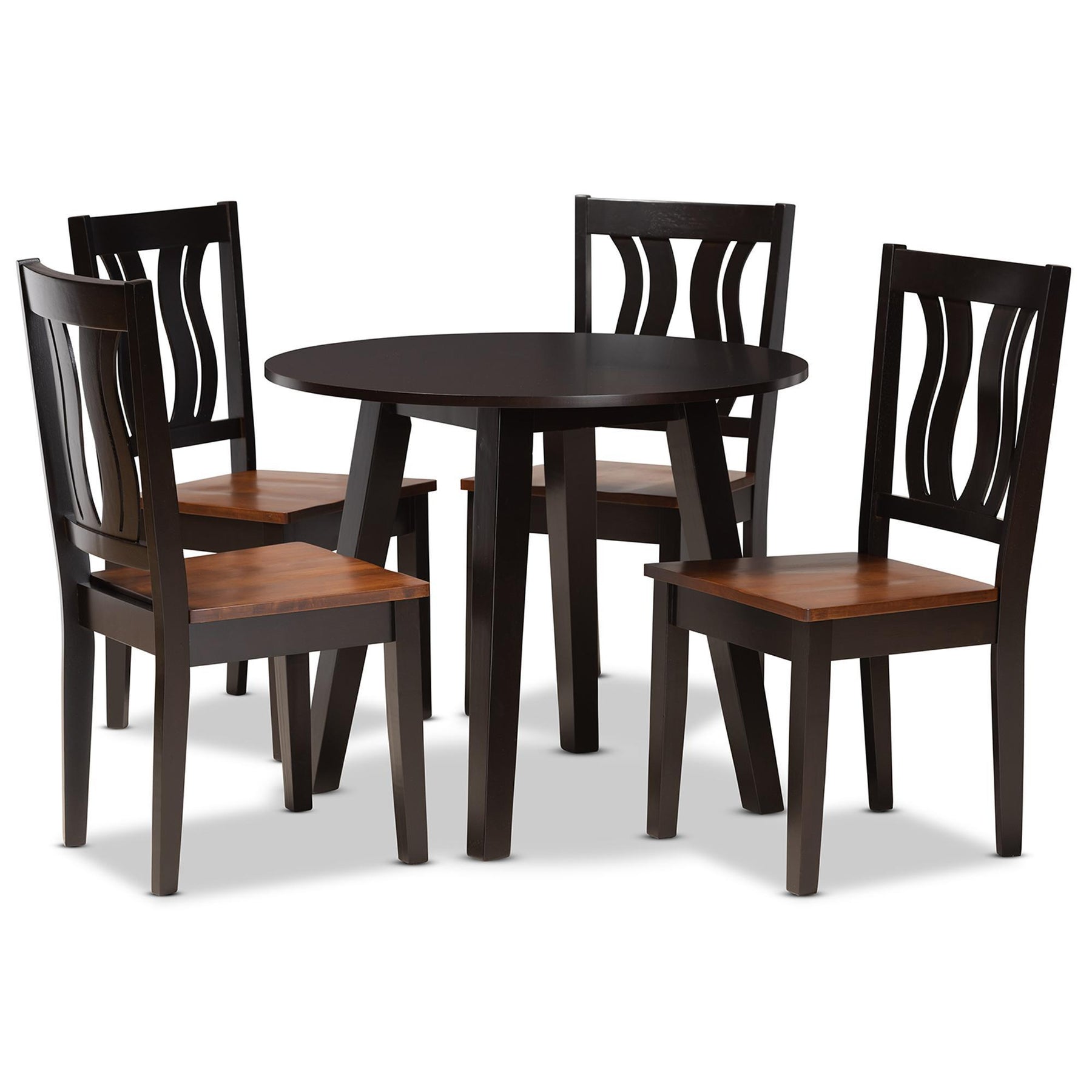 Baxton Studio Anesa Modern And Contemporary Transitional Two-Tone Dark Brown And Walnut Brown Finished Wood 5-Piece Dining Set - Anesa-Dark Brown/Walnut-5PC Dining Set