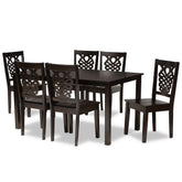 Baxton Studio Luisa Modern And Contemporary Transitional Dark Brown Finished Wood 7-Piece Dining Set - Luisa-Dark Brown-7PC Dining Set