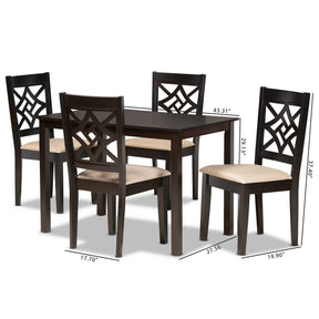 Baxton Studio Nicolette Modern and Contemporary Sand Fabric Upholstered and Dark Brown Finished Wood 5-Piece Dining Set