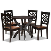 Baxton Studio Anila Modern And Contemporary Two-Tone Dark Brown And Walnut Brown Finished Wood 5-Piece Dining Set - Anila-Dark Brown/Walnut-5PC Dining Set