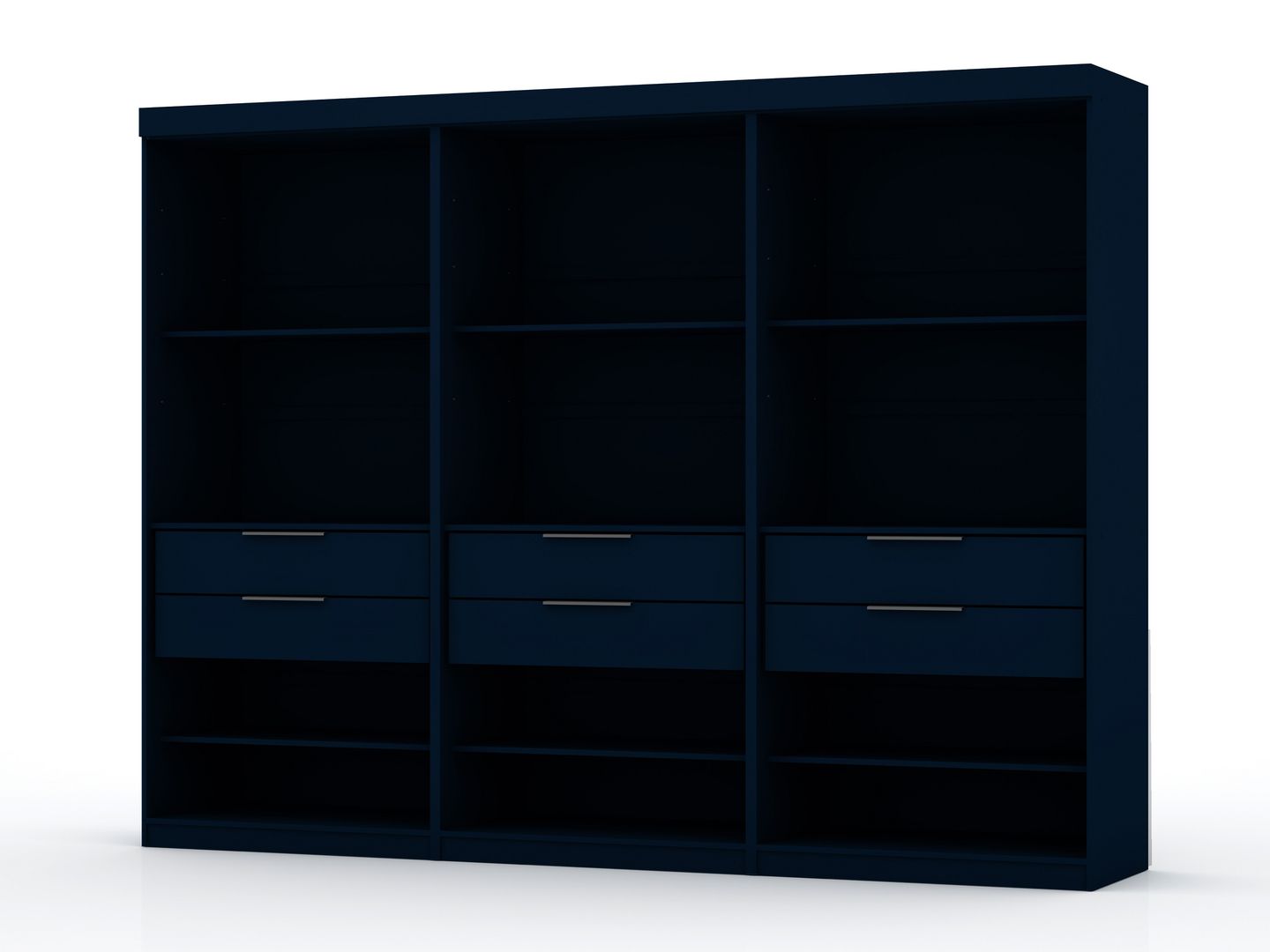 Manhattan Comfort Mulberry Open 3 Sectional Modem Wardrobe Closet with 6 Drawers - Set of 3 in Tatiana Midnight BlueManhattan Comfort-Armoires and Wardrobes - - 1