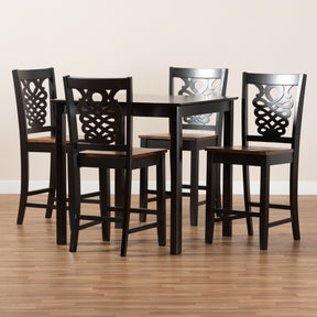 Baxton Studio Gervais Modern and Contemporary Transitional Two-Tone Dark Brown and Walnut Brown Finished Wood 5-Piece Pub Set