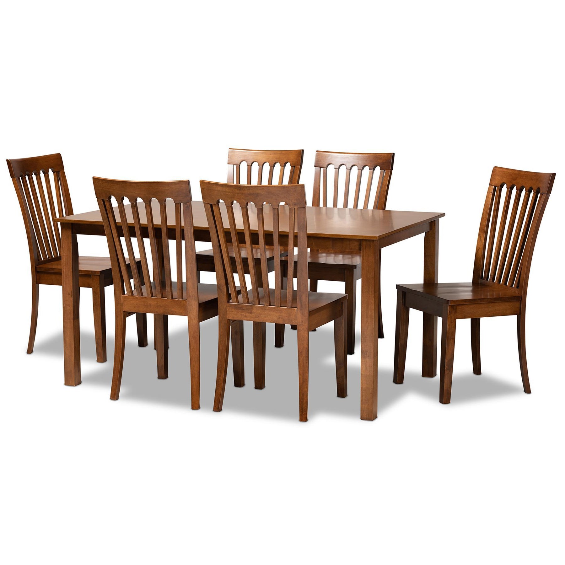 Baxton Studio Erion Modern And Contemporary Walnut Brown Finished Wood 7-Piece Dining Set - Erion-Walnut-7PC Dining Set