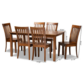 Baxton Studio Erion Modern And Contemporary Walnut Brown Finished Wood 7-Piece Dining Set - Erion-Walnut-7PC Dining Set