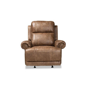 Baxton Studio Buckley Modern And Contemporary Light Brown Faux Leather Upholstered Recliner - 7075F31-Light Brown-Recliner