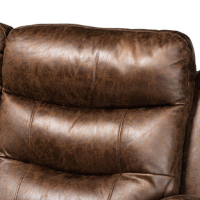 Baxton Studio Beasely Modern And Contemporary Distressed Brown Faux Leather Upholstered 2-Seater Reclining Loveseat - RR5227-Dark Brown-Loveseat
