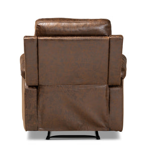 Baxton Studio Beasely Modern And Contemporary Distressed Brown Faux Leather Upholstered Recliner - RR5227-Dark Brown-Recliner