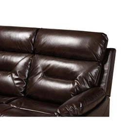 Baxton Studio Byron Modern And Contemporary Dark Brown Faux Leather Upholstered 3-Seater Reclining Sofa - RR7460-Dark Brown-Sofa