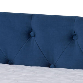 Baxton Studio Larkin Modern And Contemporary Navy Blue Velvet Fabric Upholstered Full Size Daybed With Trundle - CF9227-Navy Blue Velvet-Daybed-F/T