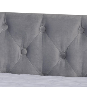 Baxton Studio Raphael Modern And Contemporary Grey Velvet Fabric Upholstered Full Size Daybed With Trundle - CF9228 -Silver Grey Velvet-Daybed-F/T