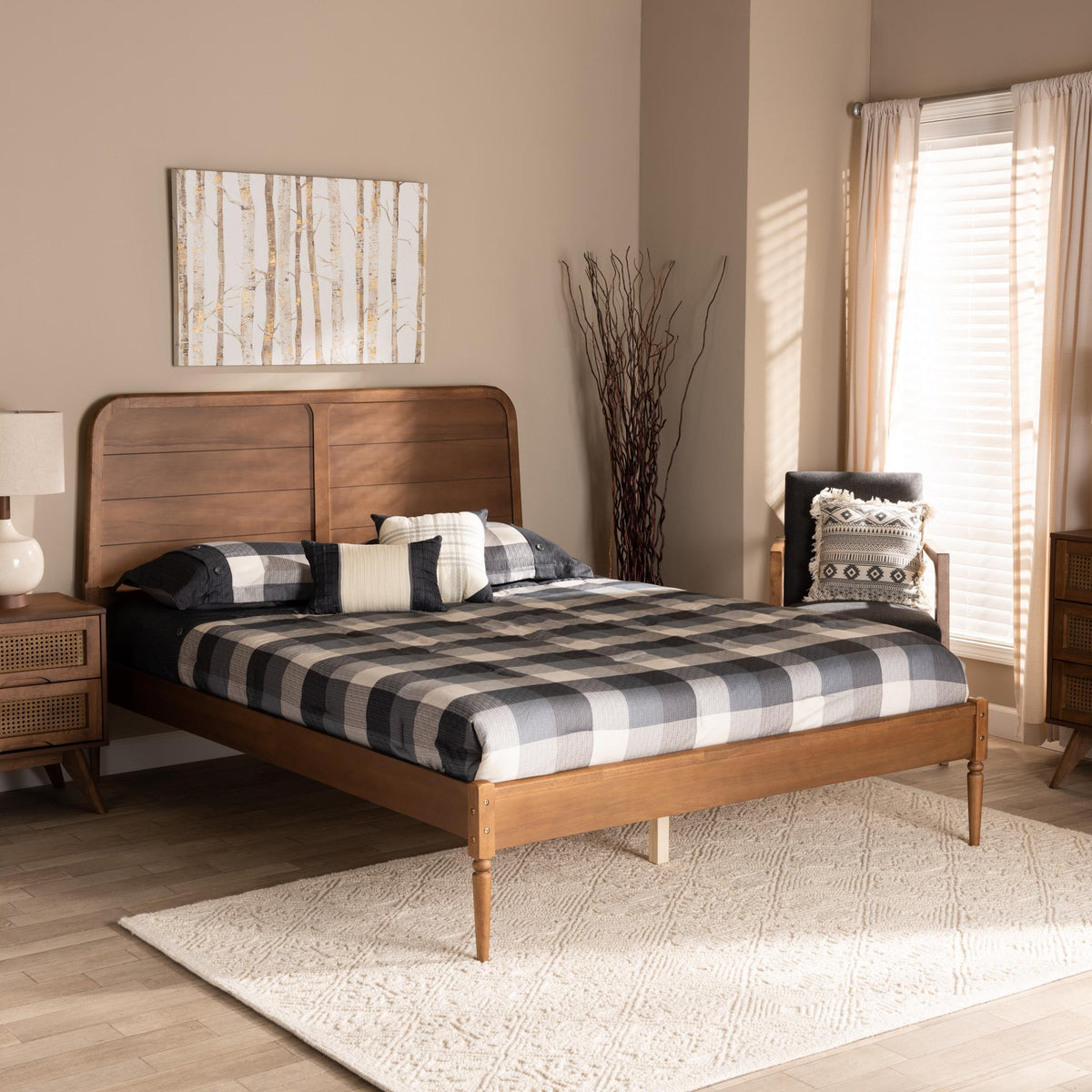 Baxton Studio Kassidy Classic And Traditional Walnut Brown Finished Wood Full Size Platform Bed - MG0063-Walnut-Full