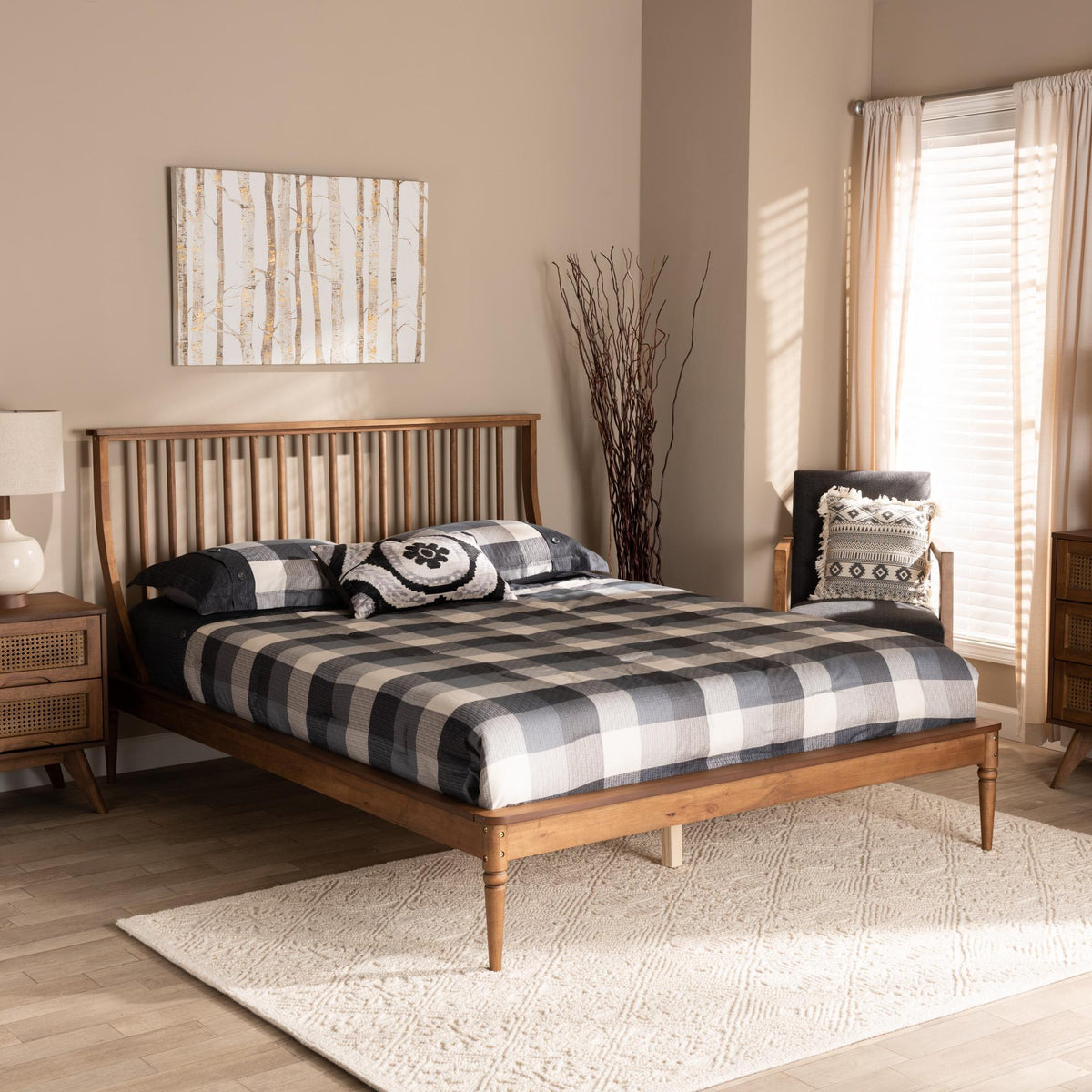 Baxton Studio Abel Classic And Traditional Transitional Walnut Brown Finished Wood Full Size Platform Bed - MG0064-Walnut-Full