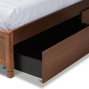 Baxton Studio Saffron Modern And Contemporary Walnut Brown Finished Wood Full Size 4-Drawer Platform Storage Bed - MG0068-Walnut-4DW-Full-Bed