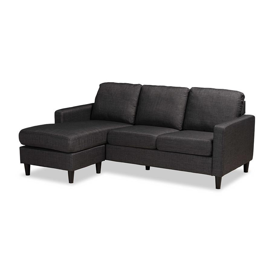 Baxton Studio Miles Modern And Contemporary Charcoal Fabric Upholstered Sectional Sofa With Left Facing Chaise - LSG941-1-Charcoal-LFC SF