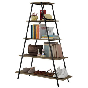 Manhattan Comfort  Ellis Pyramid Bookcase with 5 Shelves in Dark Oak and Black