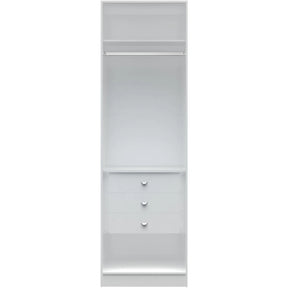 Manhattan Comfort Chelsea 1.0 - 27.55 inch Wide Basic Wardrobe Closet with 3 Drawers in White-Minimal & Modern