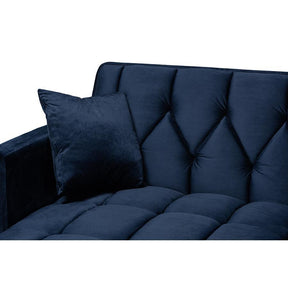 Baxton Studio Galena Contemporary Glam And Luxe Navy Blue Velvet Fabric Upholstered And Black Metal Sectional Sofa With Right Facing Chaise - RDS-S0019L-Navy Blue Velvet/Black-RFC