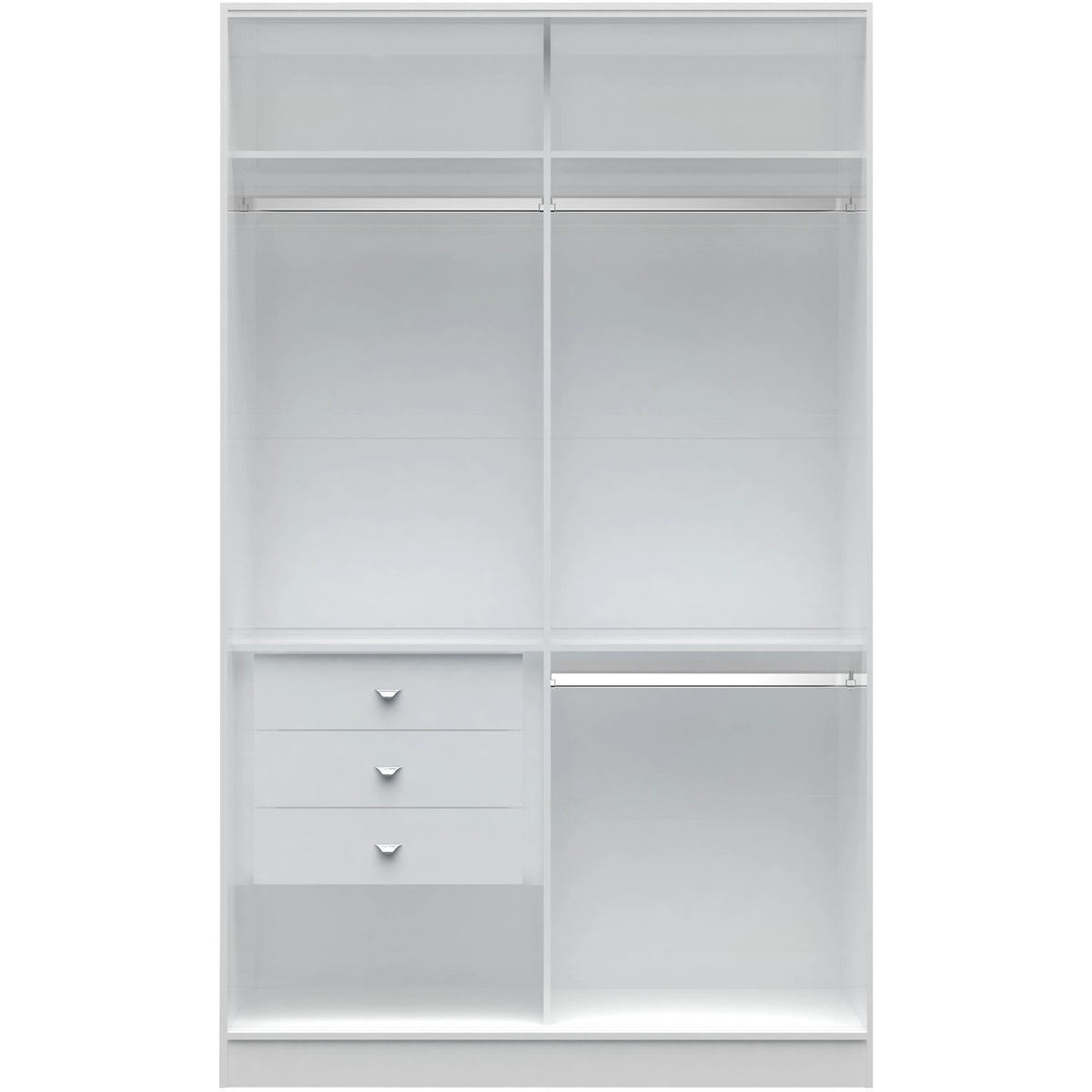 Manhattan Comfort Chelsea 1.0 - 54.33 inch Wide Double Basic Wardrobe with 3 Drawers in White-Minimal & Modern