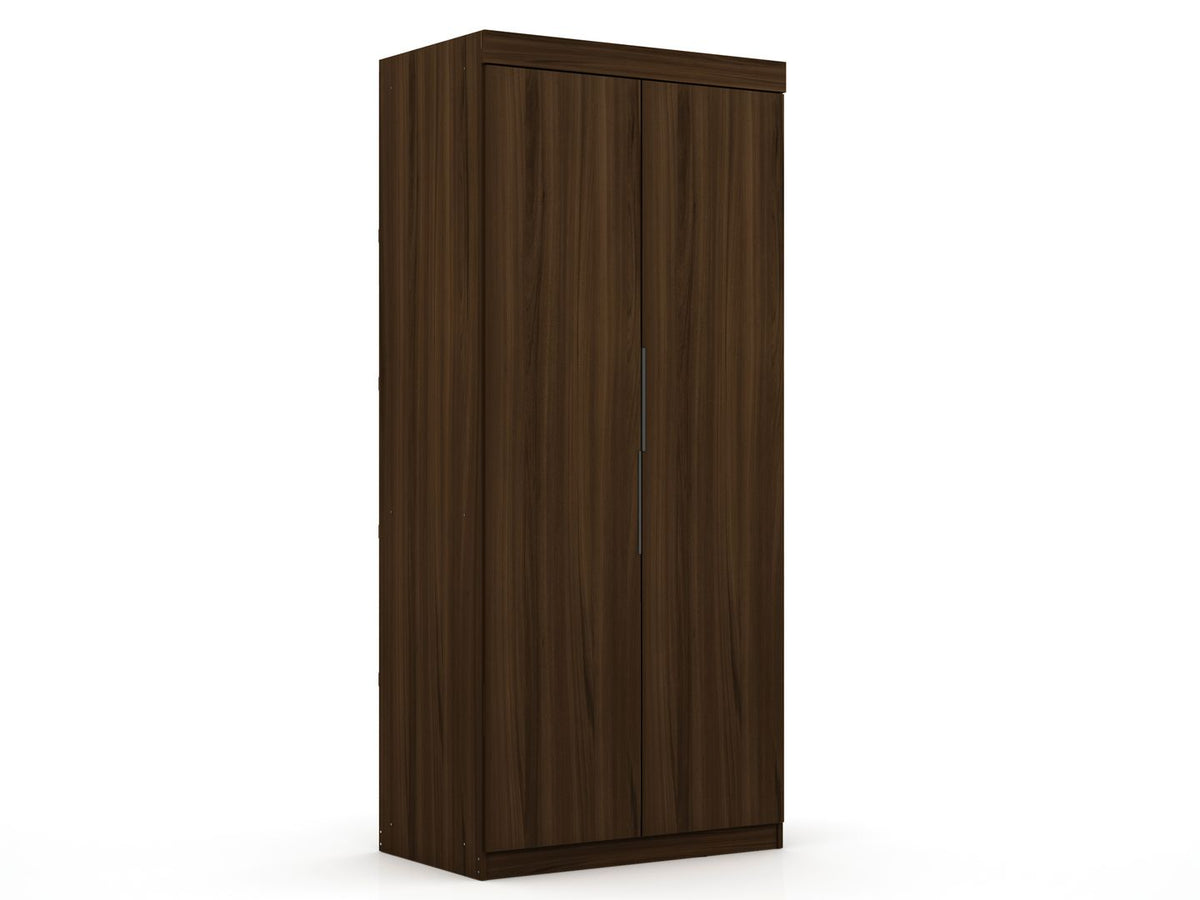 Manhattan Comfort Mulberry 2.0 Sectional Modern Armoire Wardrobe Closet with 2 Drawers in BrownManhattan Comfort-Armoires and Wardrobes - - 1
