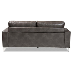 Baxton Studio Rayan Modern And Contemporary Grey Faux Leather Upholstered Silver Finished Metal Loveseat - 9449G-Grey-LS