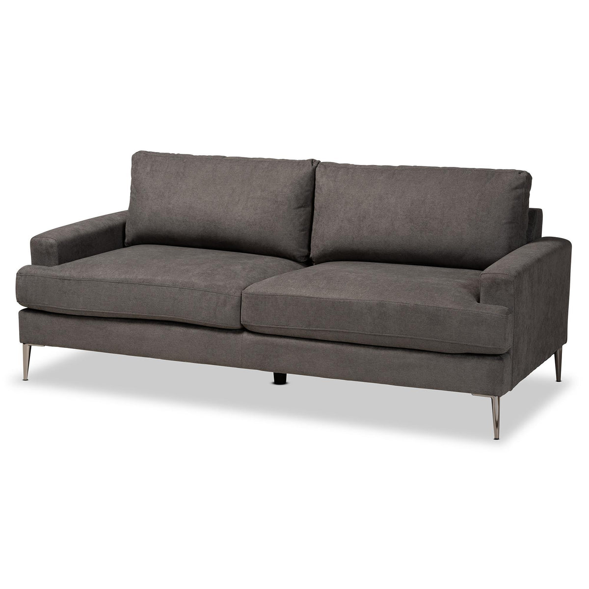 Baxton Studio Davidson Modern And Contemporary Grey Fabric Upholstered Sofa - 3132A-Grey-Sofa