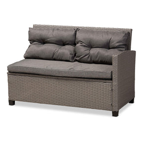 Baxton Studio Darian Modern And Contemporary Grey Fabric Upholstered And Grey Synthetic Rattan 4-Piece Patio Set - MLM-210606-Dark Grey