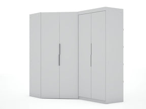 Manhattan Comfort Mulberry 3.0 Sectional Modern Corner Wardrobe Closet with 2 Drawers - Set of 2 in WhiteManhattan Comfort-Armoires and Wardrobes - - 1