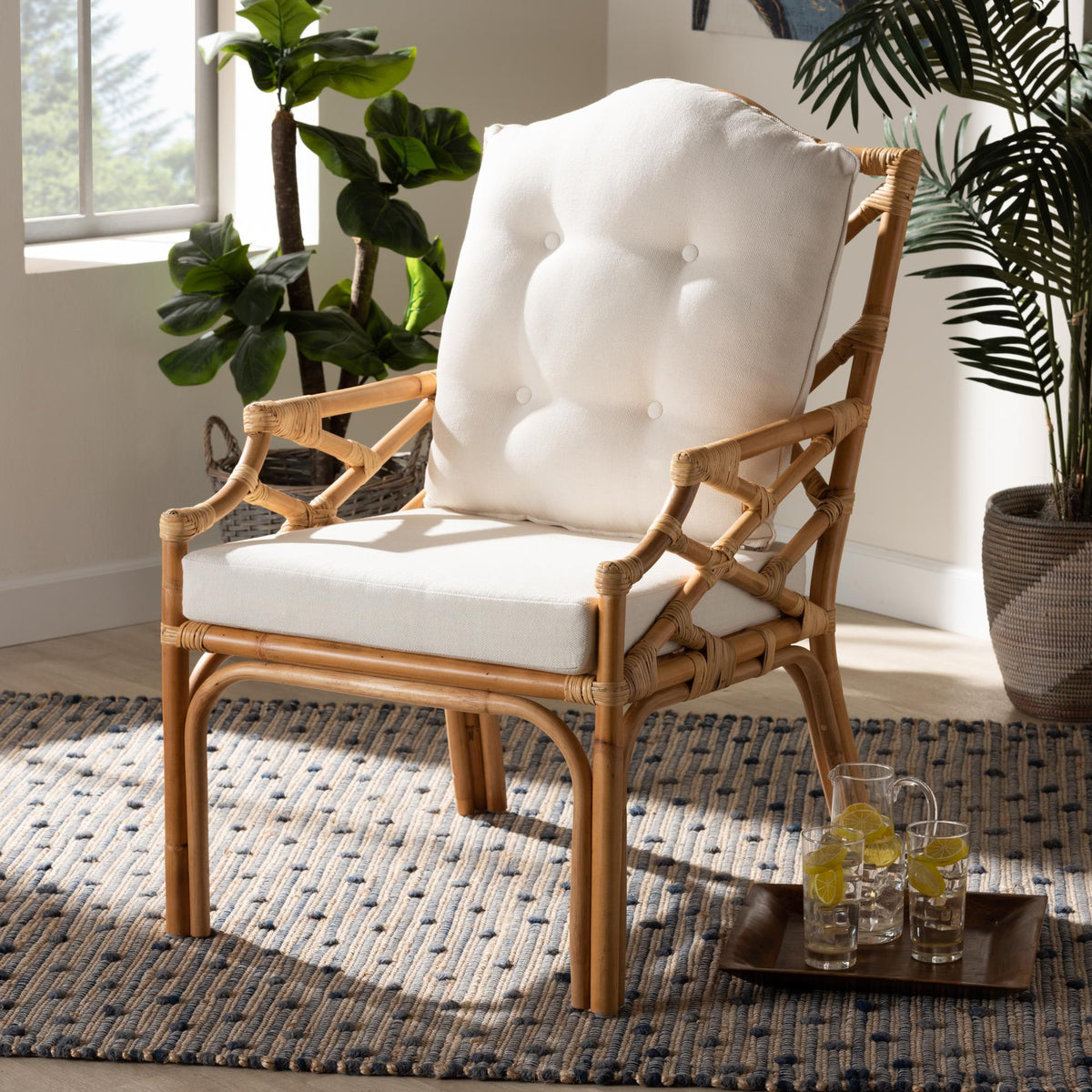 Baxton Studio Sonia Modern And Contemporary Natural Finished Rattan Armchair - Sonia-Natural-CC Arm