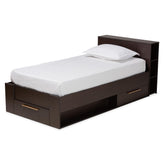 Baxton Studio Carlson Modern And Contemporary Espresso Brown Finished Wood Twin Size 3-Drawer Platform Storage Bed - SEBED1302918-Modi Wenge-Twin