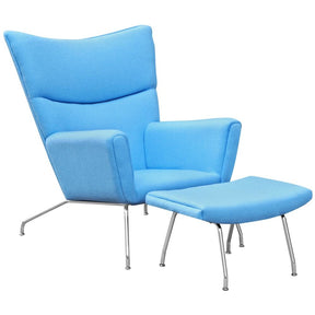 Finemod Imports Modern Wing Chair & Ottoman In Wool FMI1202-Minimal & Modern