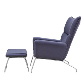 Finemod Imports Modern Wing Chair & Ottoman In Wool FMI1202-Minimal & Modern