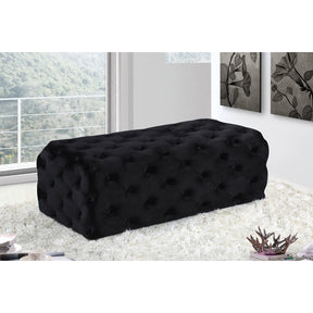 Meridian Furniture Casey Black Velvet Ottoman/Bench-Minimal & Modern
