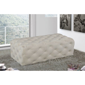 Meridian Furniture Casey Cream Velvet Ottoman/Bench-Minimal & Modern