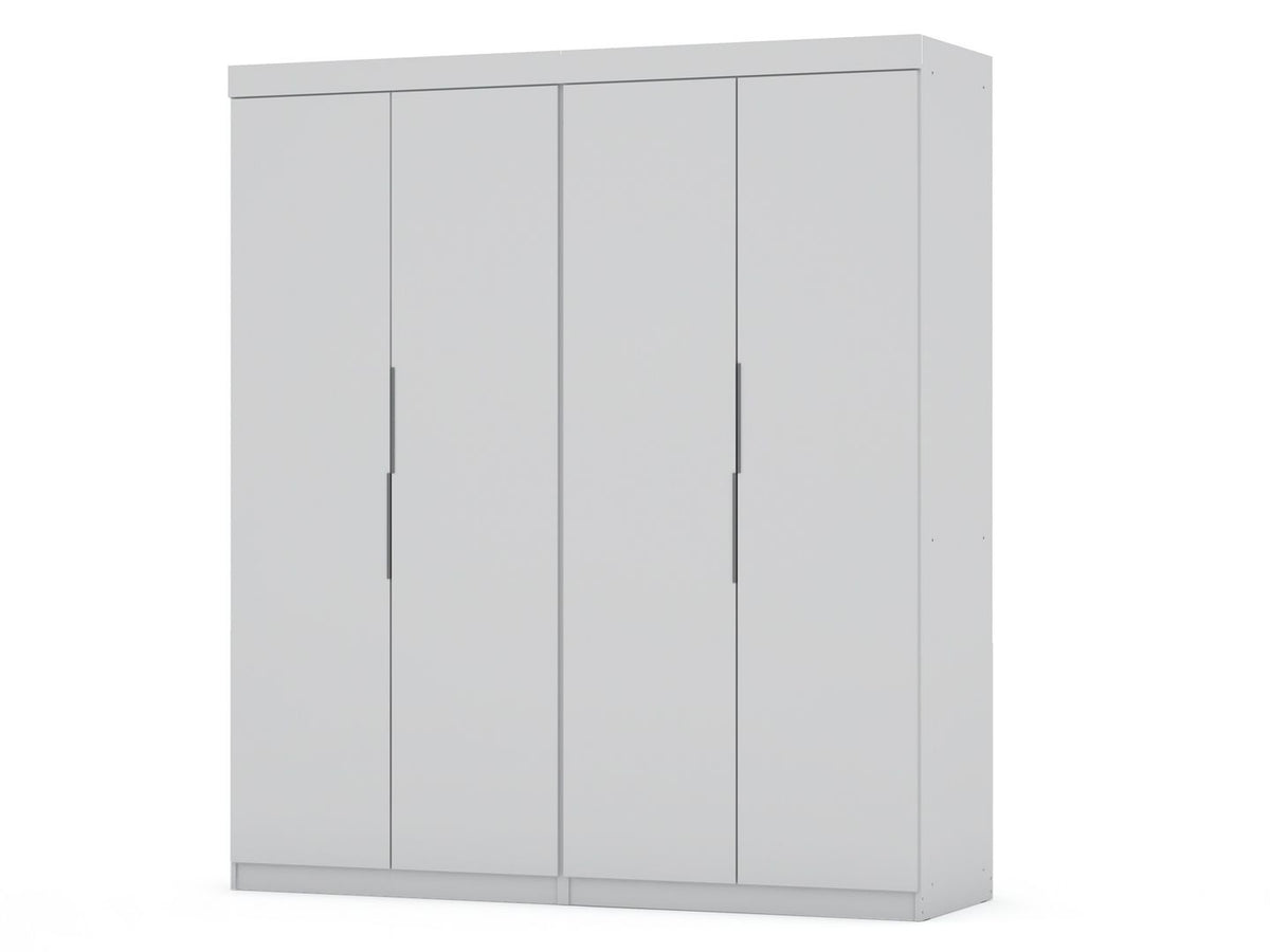 Manhattan Comfort Mulberry 2 Sectional Modern Wardrobe Closet with 4 Drawers - Set of 2 in WhiteManhattan Comfort-Armoires and Wardrobes - - 1