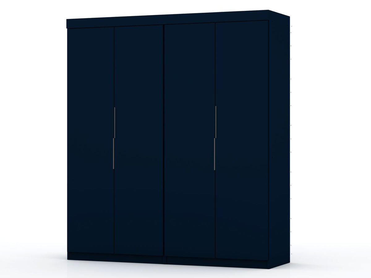 Manhattan Comfort Mulberry 2 Sectional Modern Wardrobe Closet with 4 Drawers - Set of 2 in Tatiana Midnight BlueManhattan Comfort-Armoires and Wardrobes - - 1