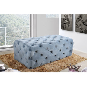 Meridian Furniture Casey Sky Blue Velvet Ottoman/Bench-Minimal & Modern