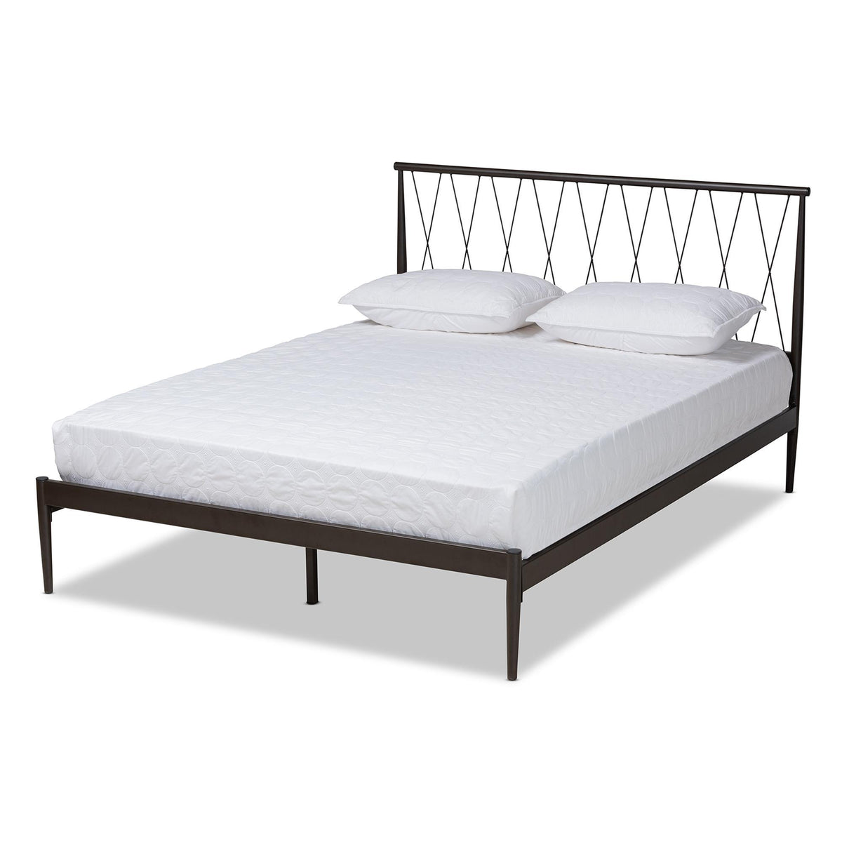 Baxton Studio Nano Modern And Contemporary Black Finished Metal Queen Size Platform Bed - TS-Nano-Black-Queen