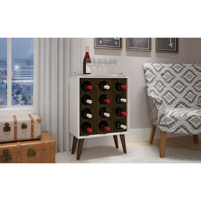 Manhattan Comfort  Lund 12 Bottle Wine Cabinet and Display in White and Rustic Brown