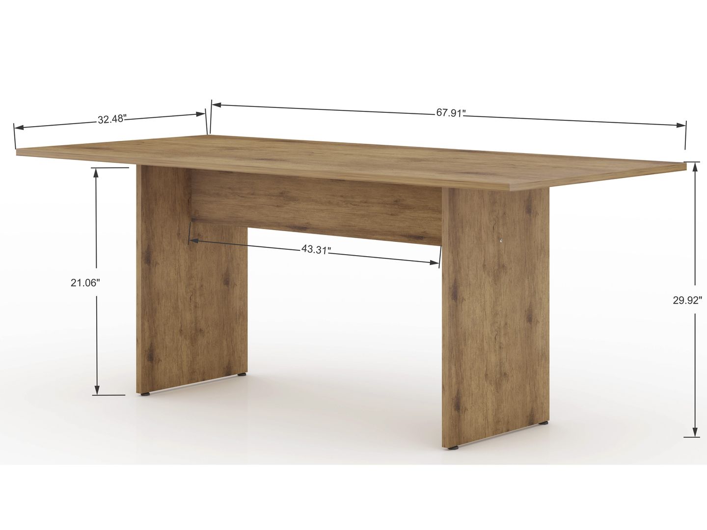 Manhattan Comfort NoMad 67.91 Rustic Country Dining Table in Nature
