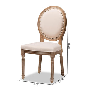 Baxton Studio Louis Traditional French Inspired Beige Fabric Upholstered And Antique Brown Finished Wood 2-Piece Dining Chair Set - W-LOUIS-O-03-Antique/Beige-Chair