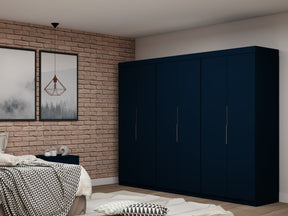 Manhattan Comfort Mulberry 2.0 Modern 3 Sectional Wardrobe Closet with 6 Drawers - Set of 3 in Tatiana Midnight Blue