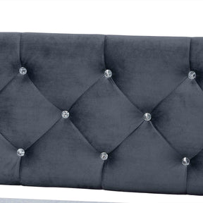 Baxton Studio Cora Modern And Contemporary Grey Velvet Fabric Upholstered And Dark Brown Finished Wood Full Size Daybed - Cora-Grey Velvet-Daybed-Full