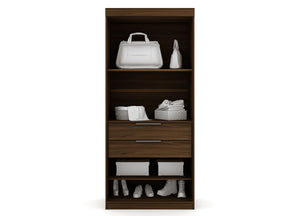 Manhattan Comfort Mulberry 2.0 Semi Open 2 Sectional Modern Wardrobe Corner Closet with 2 Drawers - Set of 2 in Brown