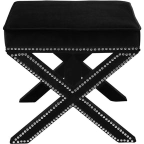 Meridian Furniture Nixon Black Velvet Ottoman/Bench-Minimal & Modern