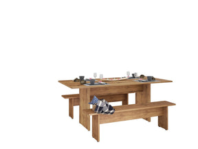 Manhattan Comfort NoMad 67.91 Rustic Country Dining Set of 3 in Nature