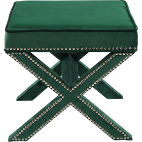 Meridian Furniture Nixon Green Velvet Ottoman/Bench-Minimal & Modern