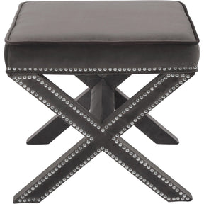 Meridian Furniture Nixon Grey Velvet Ottoman/Bench-Minimal & Modern