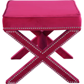 Meridian Furniture Nixon Pink Velvet Ottoman/Bench-Minimal & Modern