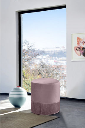 Meridian Furniture Teddy Pink Velvet Ottoman/Stool