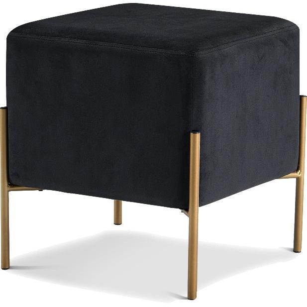 Meridian Furniture Isla Black Velvet Ottoman/StoolMeridian Furniture - Ottoman/Stool - Minimal And Modern - 1